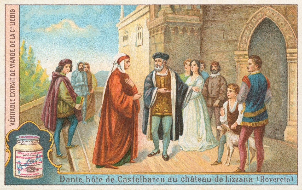Dante, cartão Liebig, início do século XX (cromo) de European School