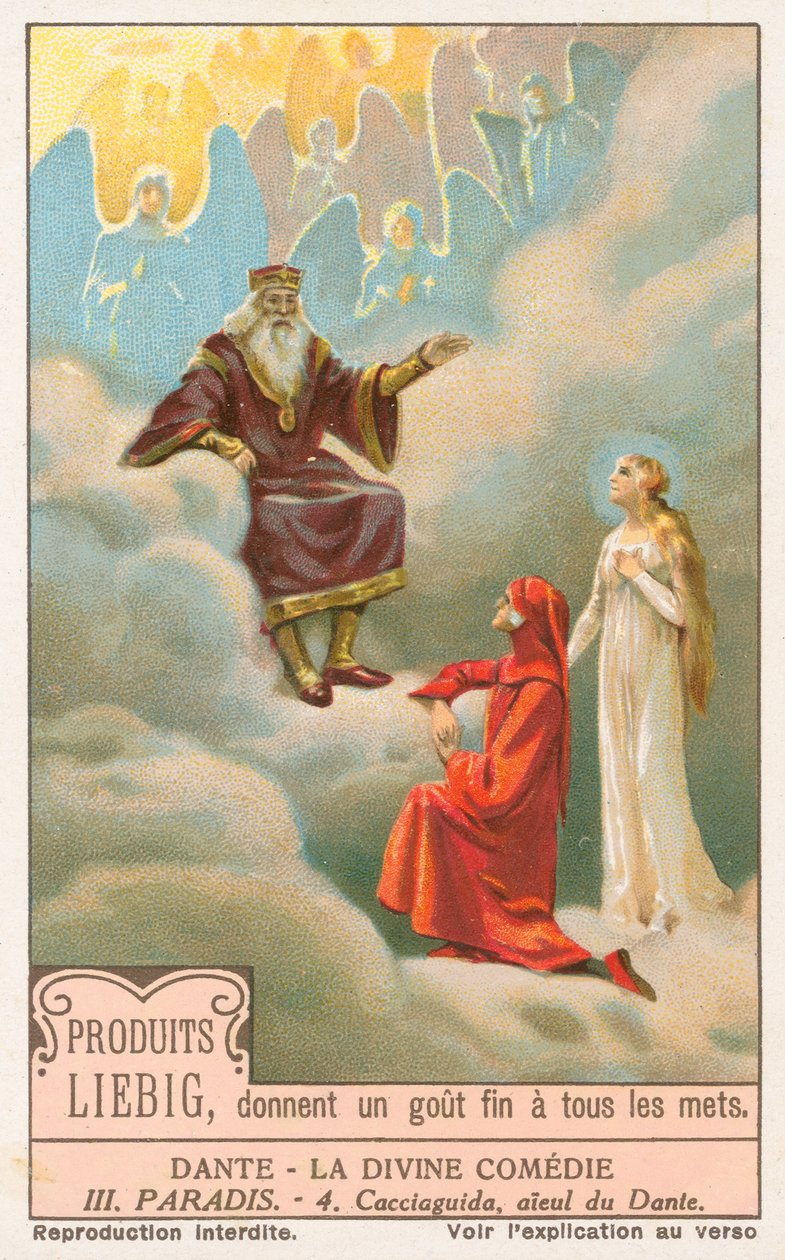 Dante, A Divina Comédia, cartão Liebig, início do século XX (cromo) de European School