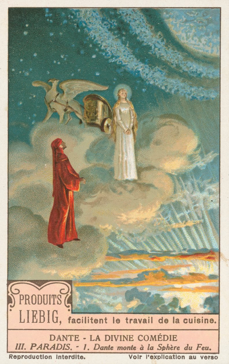 Dante, A Divina Comédia, cartão Liebig, início do século XX (cromo) de European School