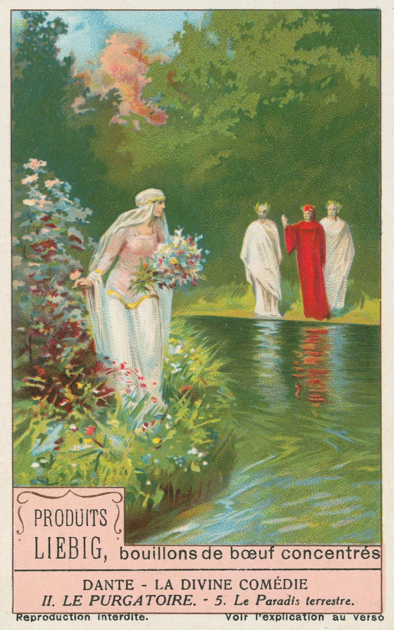 Dante, A Divina Comédia, cartão Liebig, início do século XX (cromo) de European School