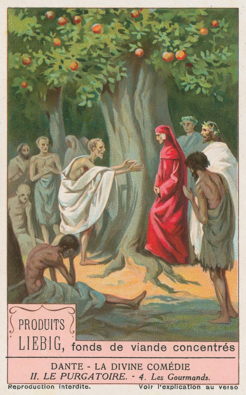 Dante, A Divina Comédia, cartão Liebig, início do século XX (cromo) de European School