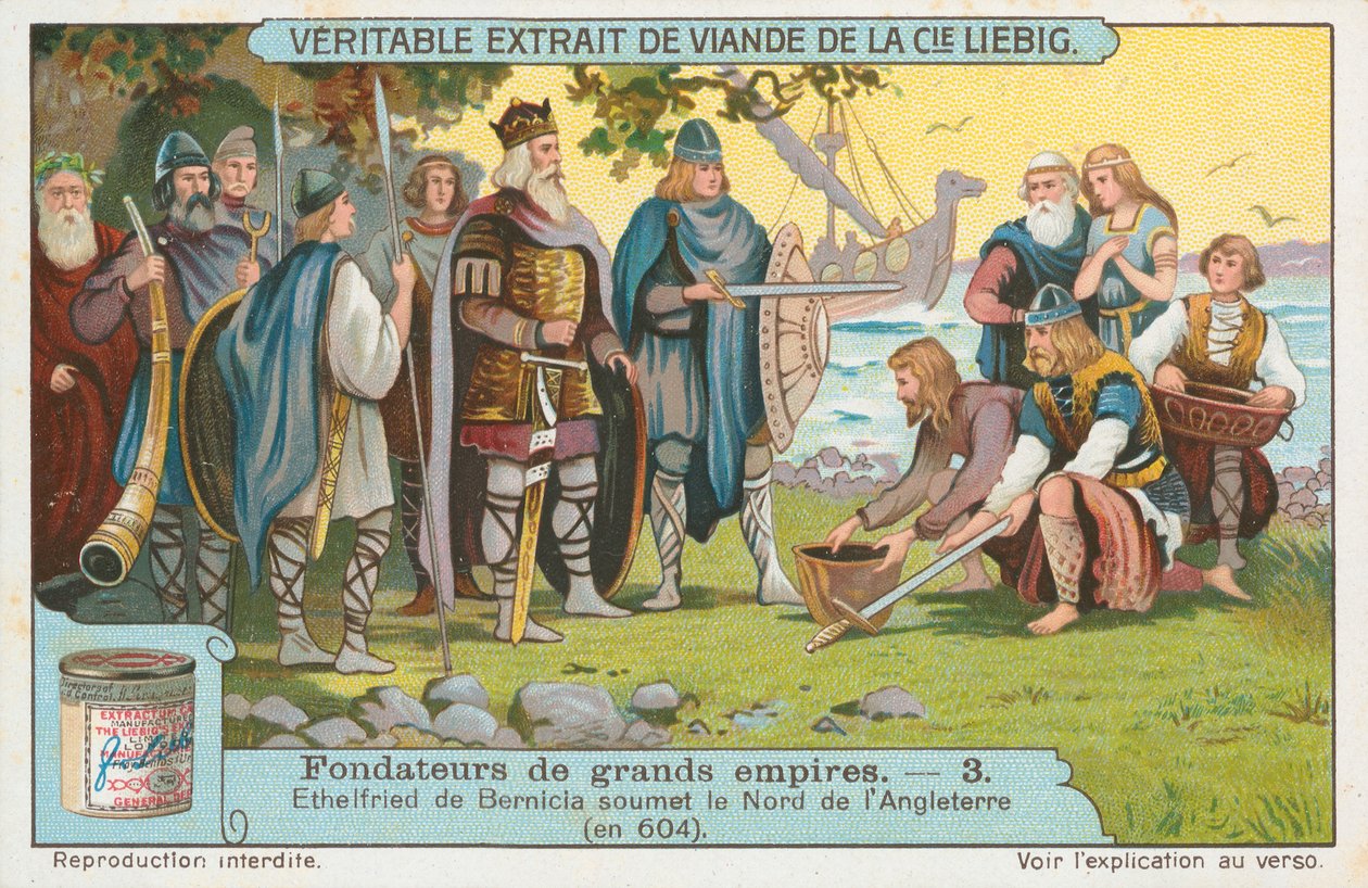Ethelfried de Bernicia, cartão Liebig, início do século XX (cromo) de European School