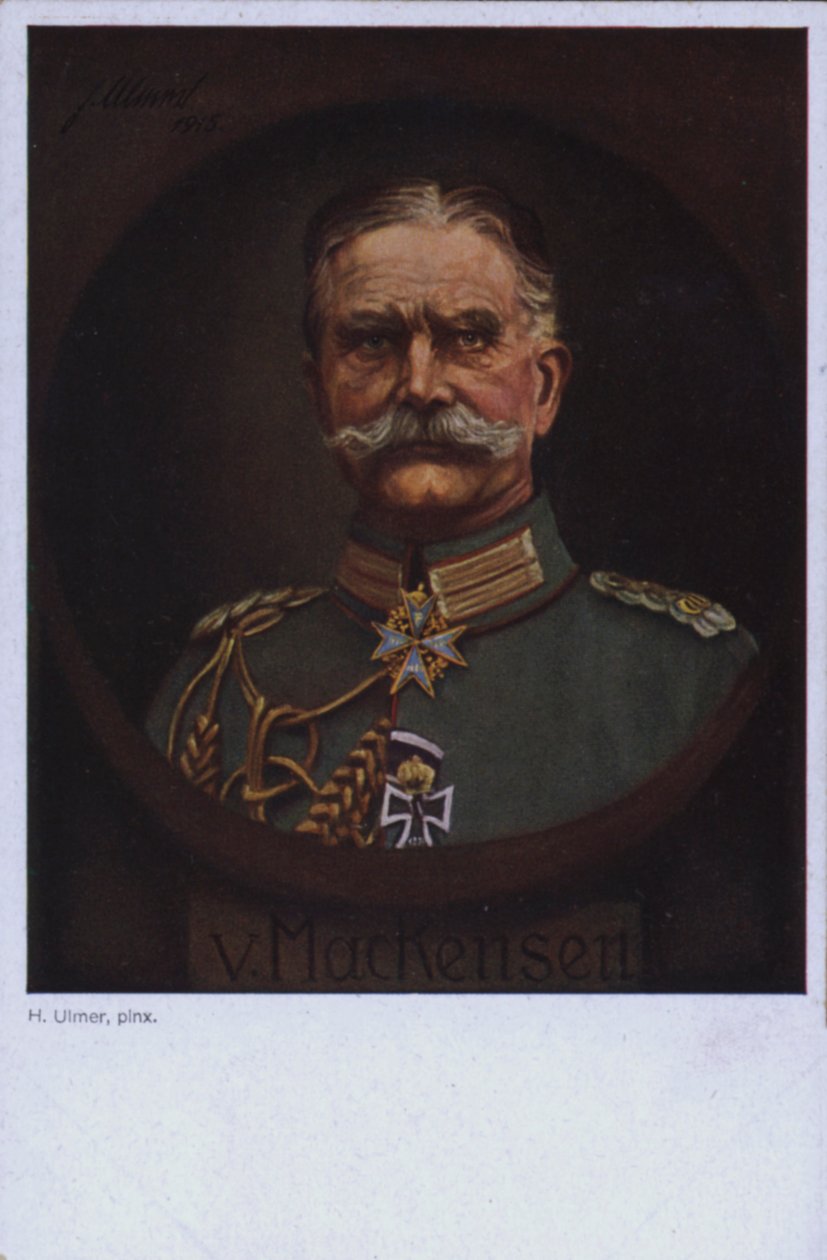 Marechal de Campo August von Mackensen, comandante militar alemão da Primeira Guerra Mundial (litografia a cores) de European School