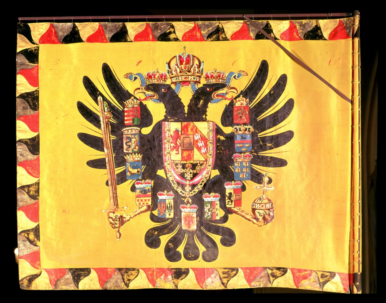 Bandeira da Dinastia Imperial dos Habsburgos, c.1700 (seda pintada) de European School