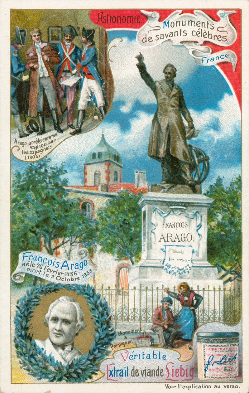 François Arago, cartão Liebig, início do século XX (cromo) de European School