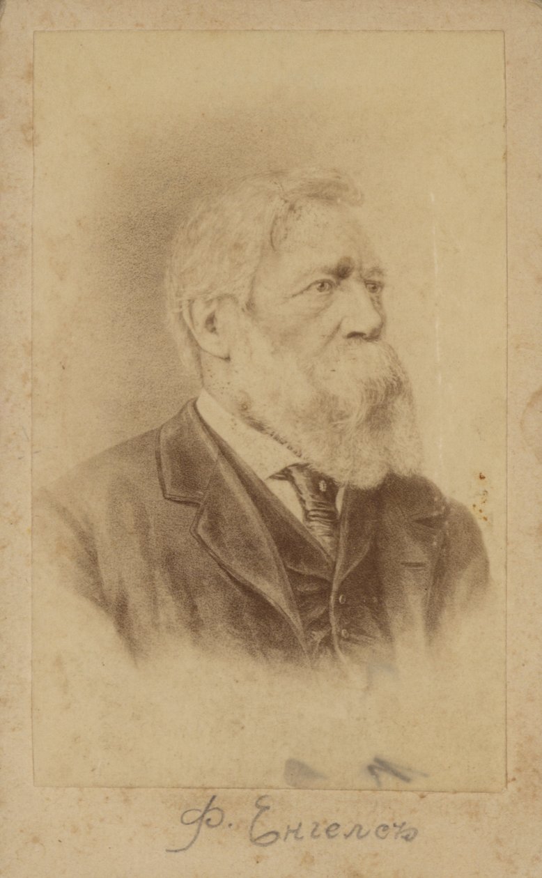 Friedrich Engels, filósofo e cientista social alemão, um dos fundadores da teoria marxista (litografia) de European School