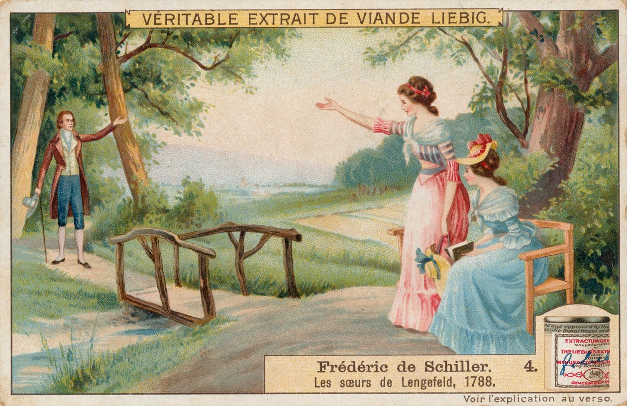 Friedrich Schiller, cartão Liebig, início do século XX (cromo) de European School