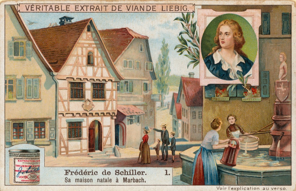 Friedrich Schiller, cartão Liebig, início do século XX (cromo) de European School