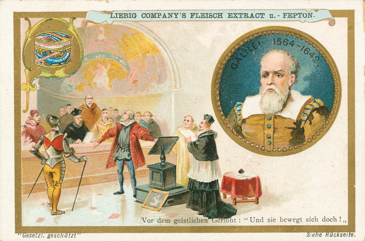 Galileu, cartão Liebig, início do século XX (cromo) de European School