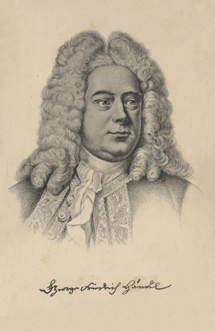 George Frideric Handel, compositor barroco britânico nascido na Alemanha (litografia) de European School