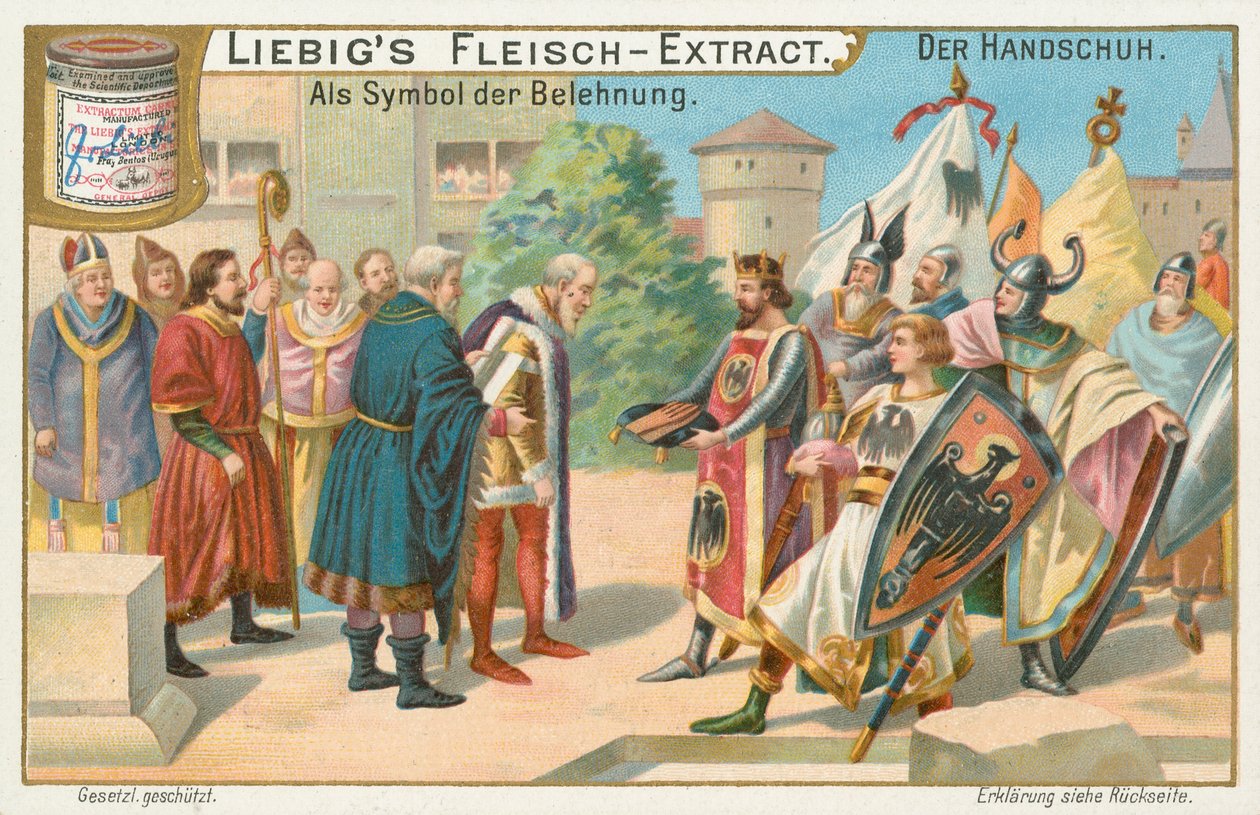 Luvas, cartão Liebig, início do século XX (cromo) de European School