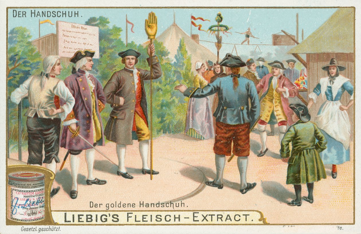 Luvas, cartão Liebig, início do século XX (cromo) de European School