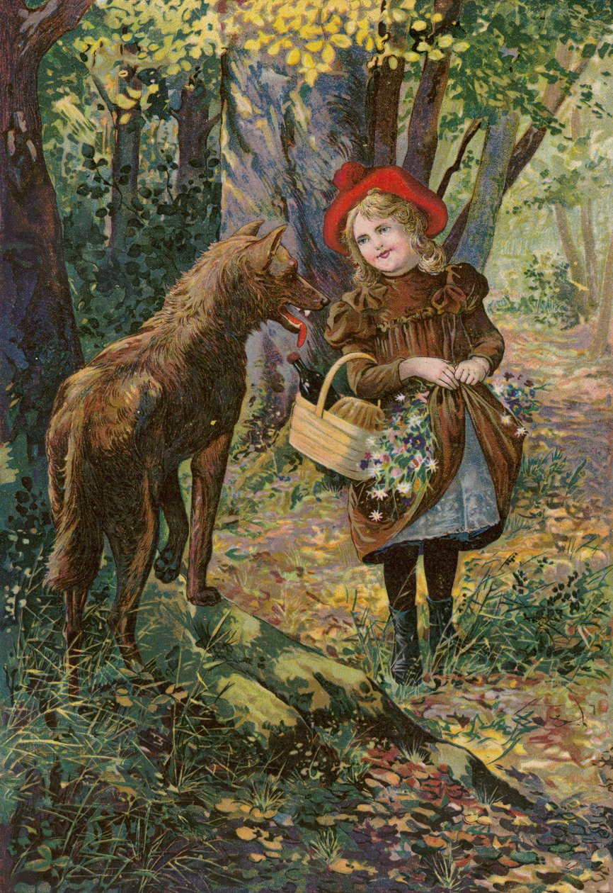 Contos de Grimms: O Capuchinho Vermelho (cromolitho) de European School