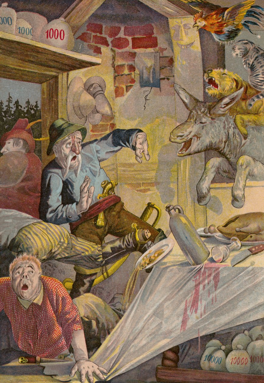Contos de Grimms: Os Músicos de Bremen (cromolitografia) de European School