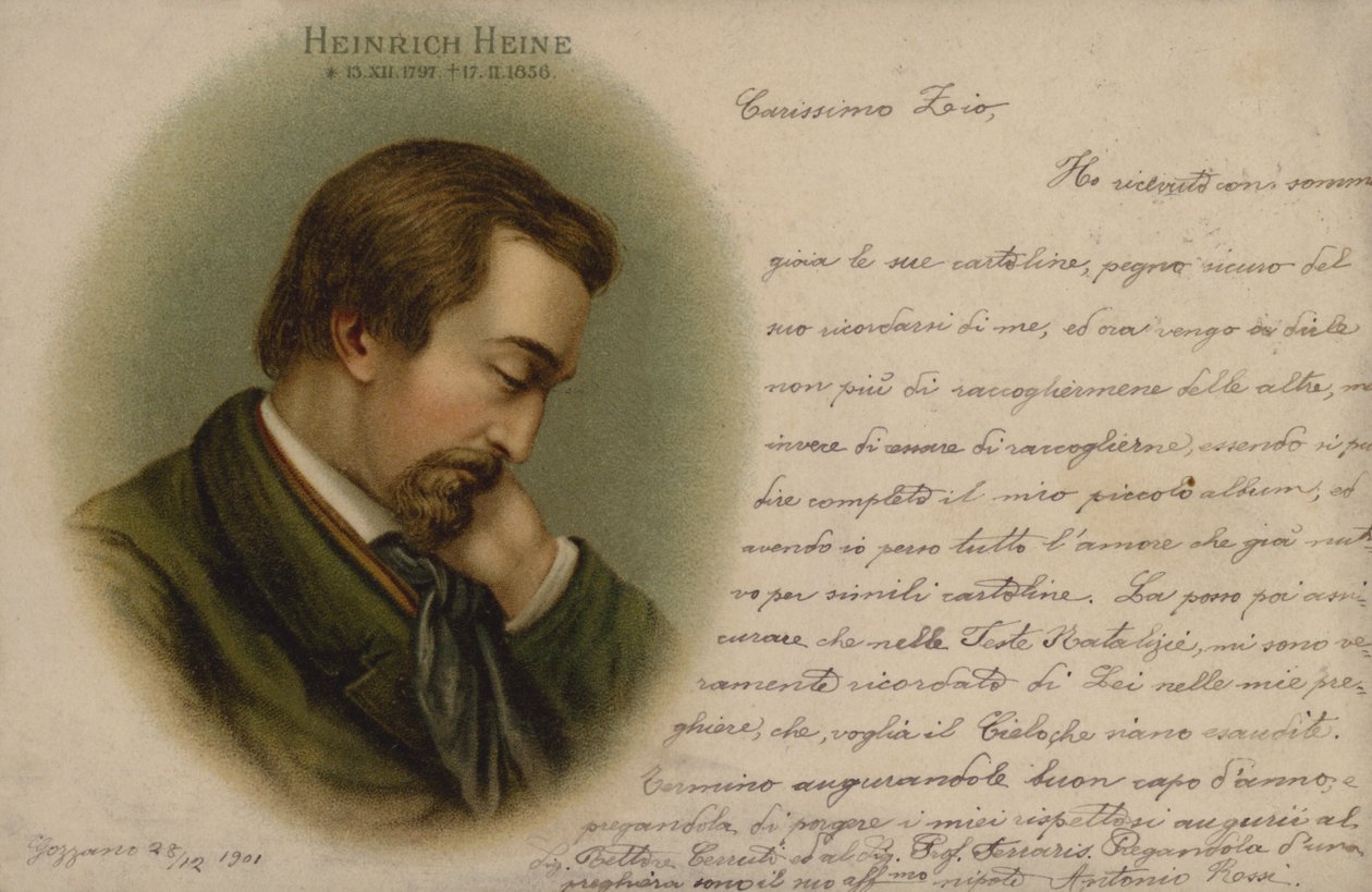 Heinrich Heine, poeta alemão (cromolito) de European School