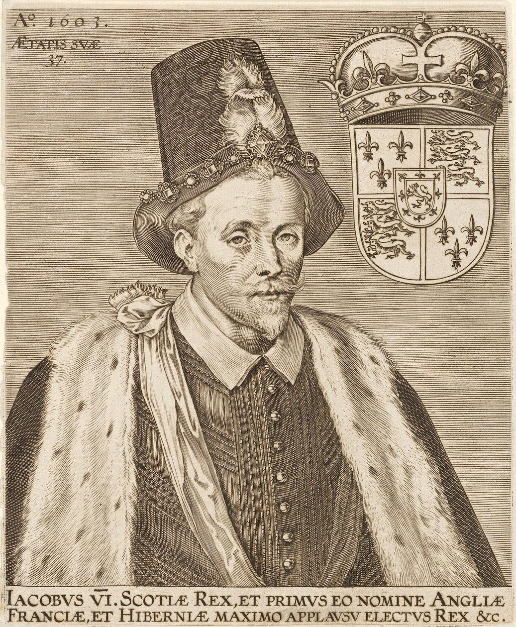 James VI da Escócia e James I da Inglaterra, pub. 1603. de European School