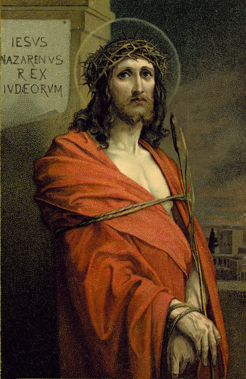 Jesus de Nazaré, Rei dos Judeus (litografia a cores) de European School