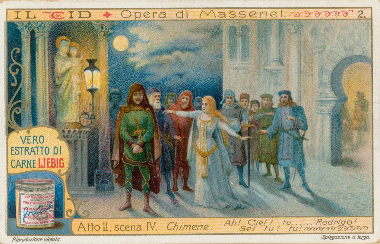 Le Cid de Massenet, cartão Liebig, início do século XX (cromo) de European School