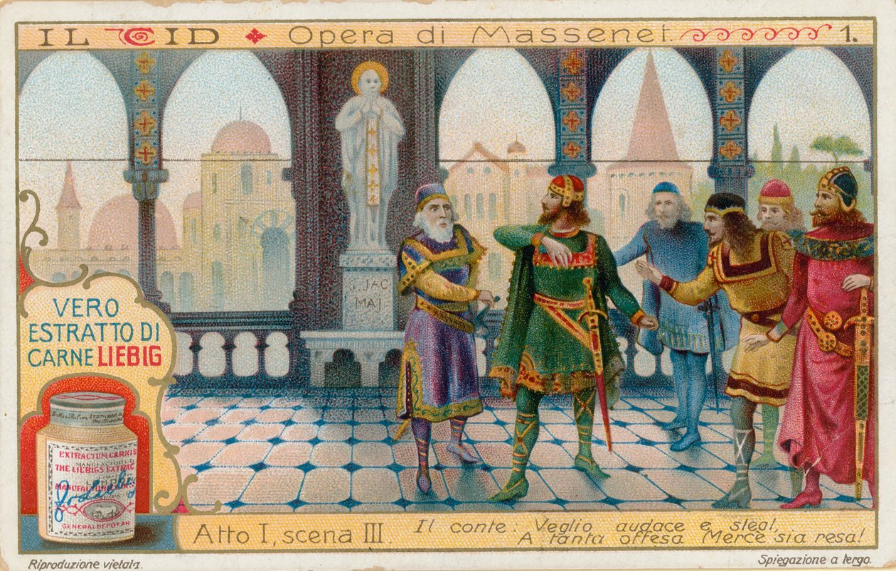 Le Cid de Massenet, cartão Liebig, início do século XX (cromo) de European School