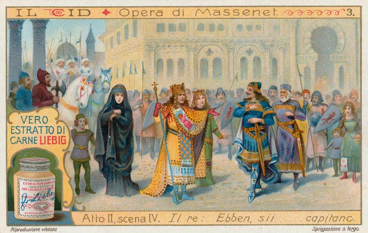 Le Cid de Massenet, cartão Liebig, início do século XX (cromo) de European School