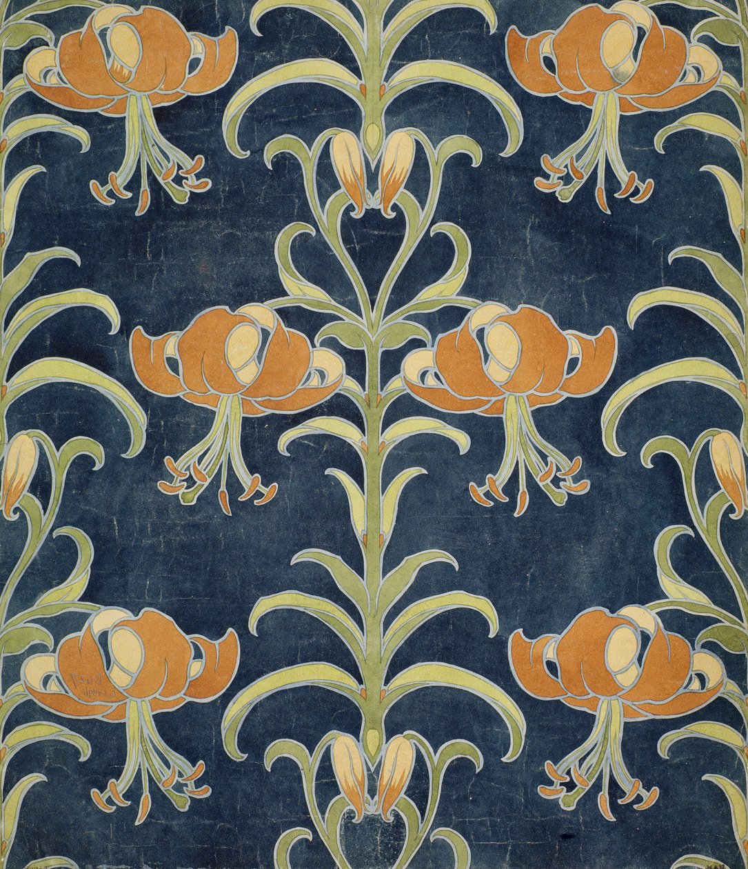 Projeto Lily para papel de parede ou têxteis, 1896 de European School