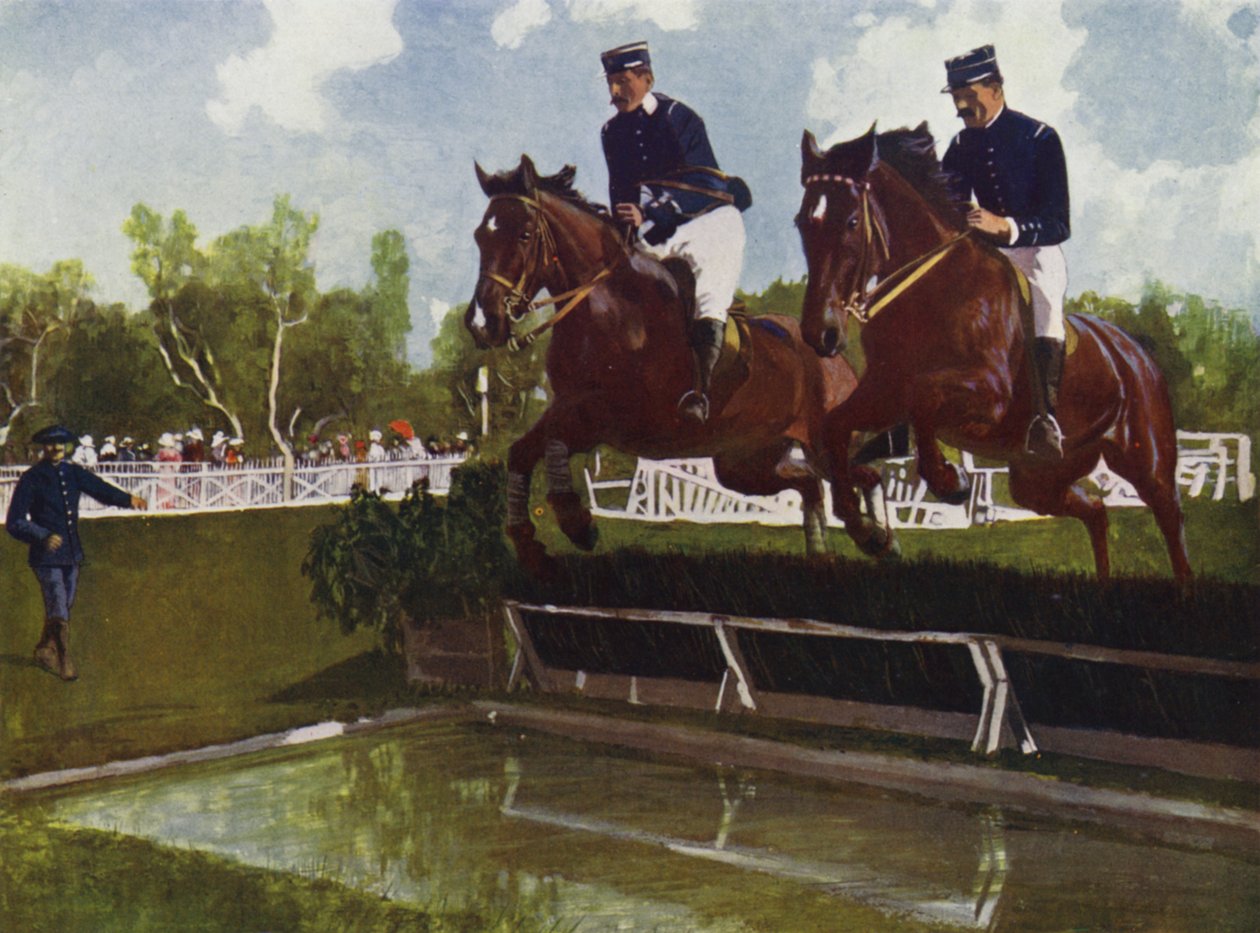 Menton, espetáculo equestre "Un Joli Saut" (litografia a cores) de European School