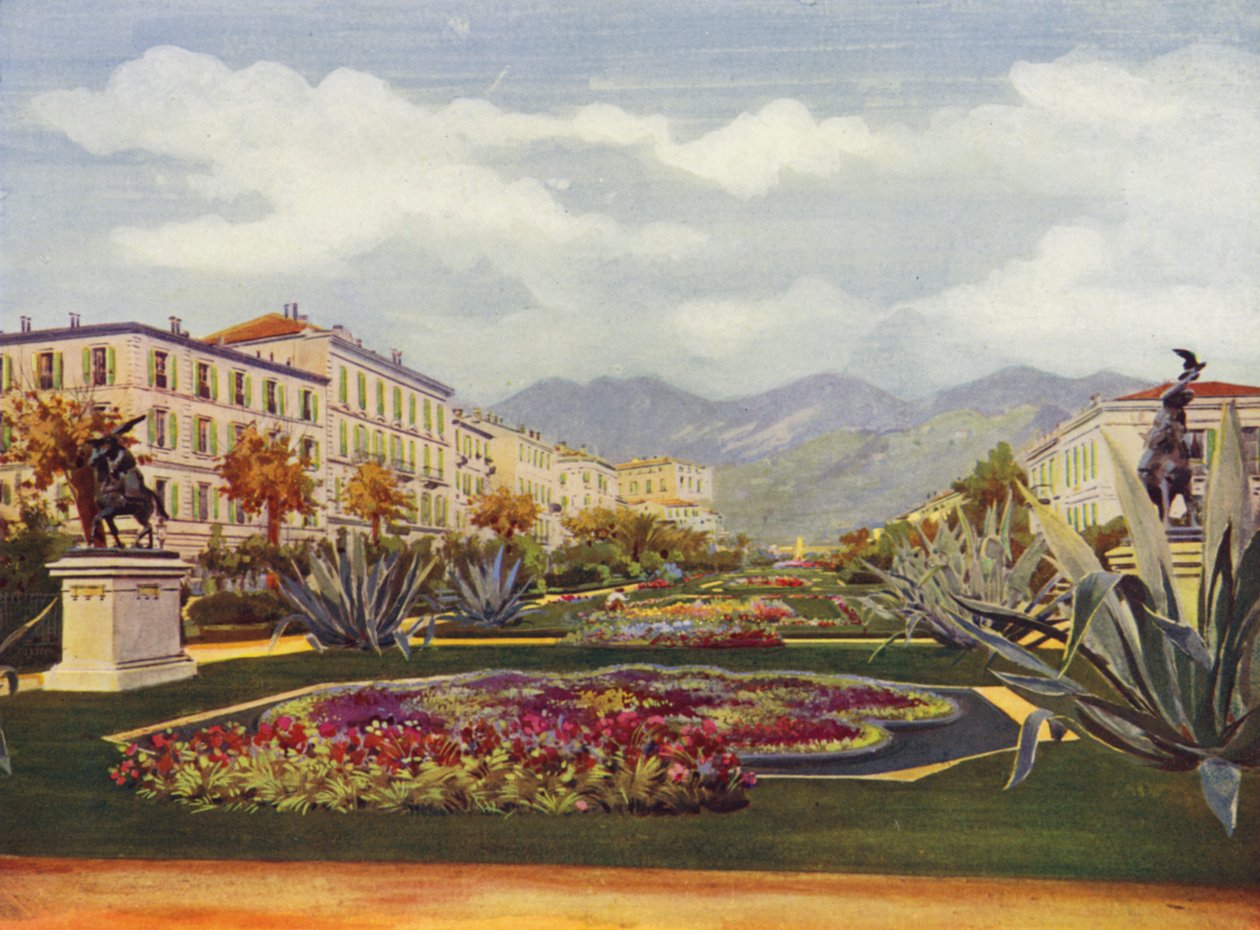 Menton, Le Jardin Public (litografia a cores) de European School