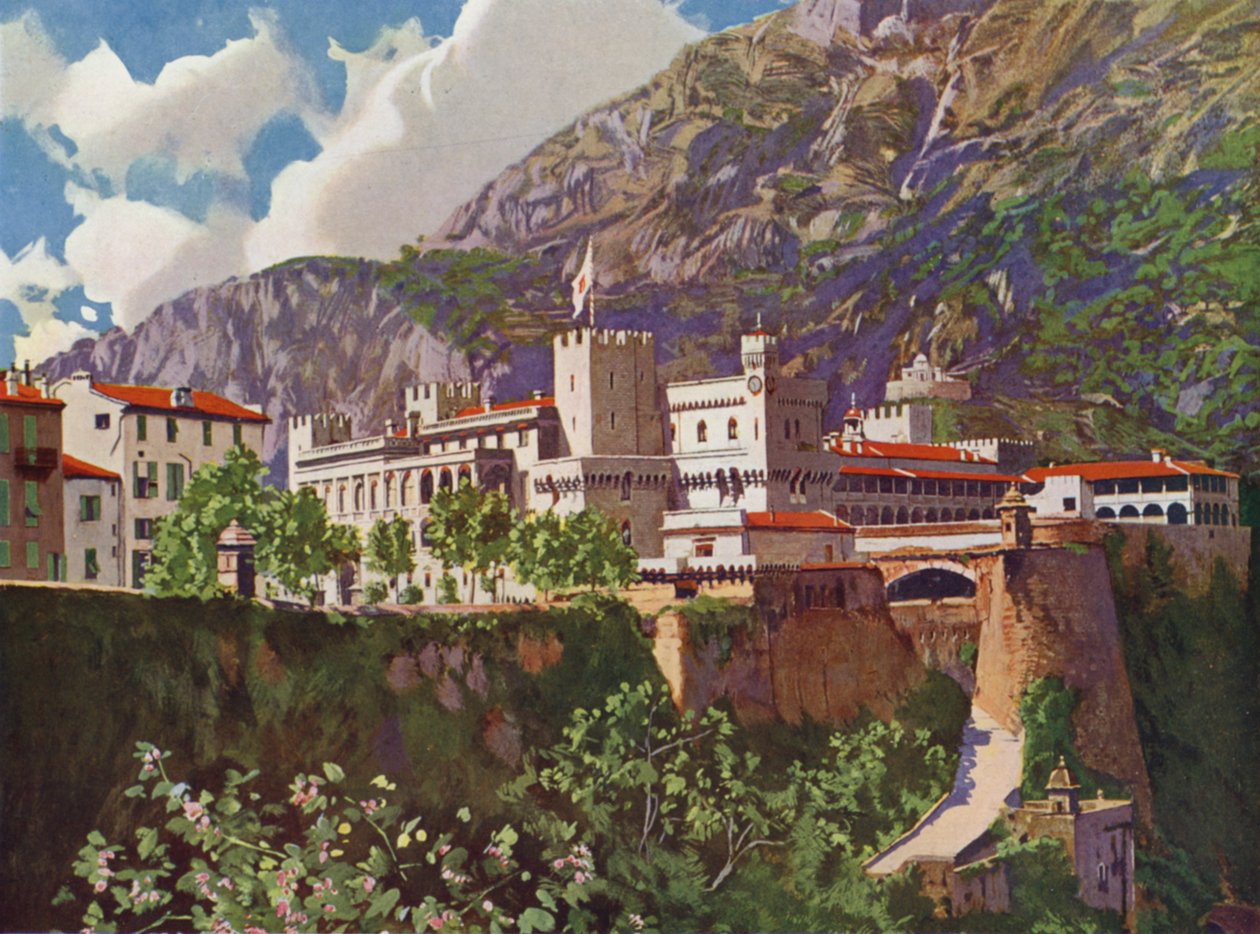 Mónaco, Palácio do Príncipe (litografia a cores) de European School