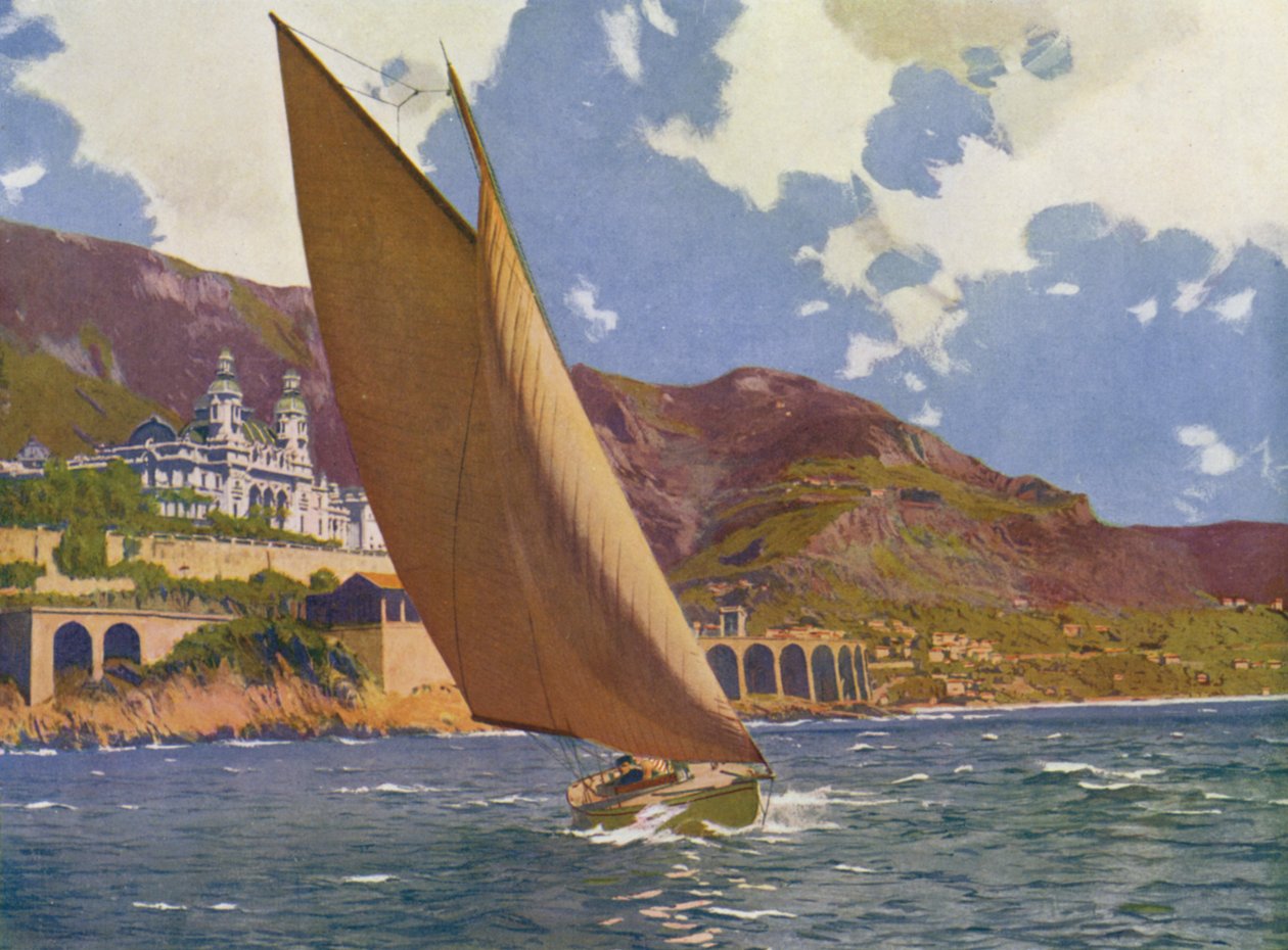 Monte-Carlo, The Yacht Race (litografia a cores) de European School