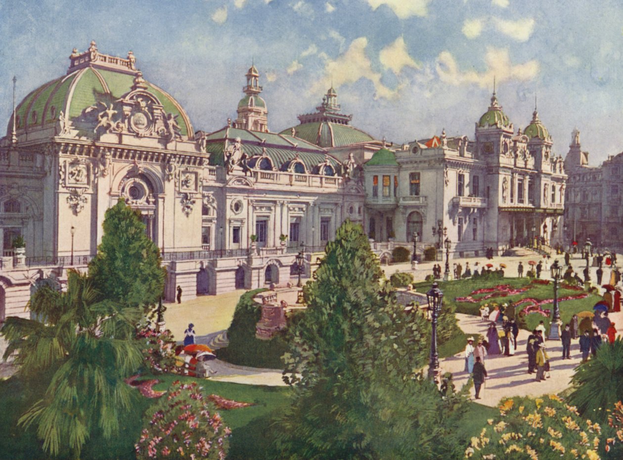 Monte-Carlo, A fachada do Casino (litografia a cores) de European School