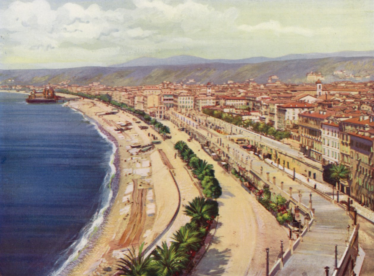 Nice, Quai du Midi e Vue Generale (litografia a cores) de European School