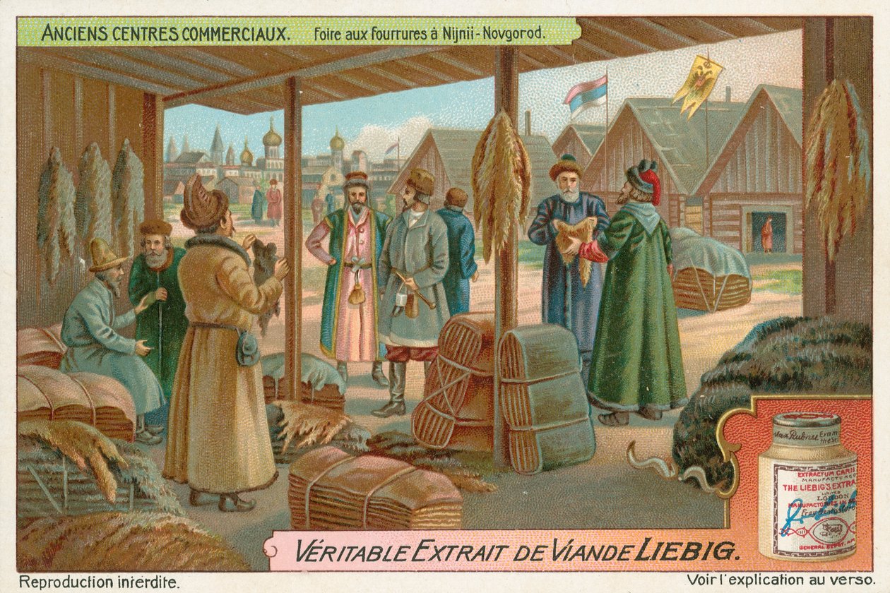Nizhny Novgorod, Rússia, cartão Liebig, início do século XX (cromo) de European School