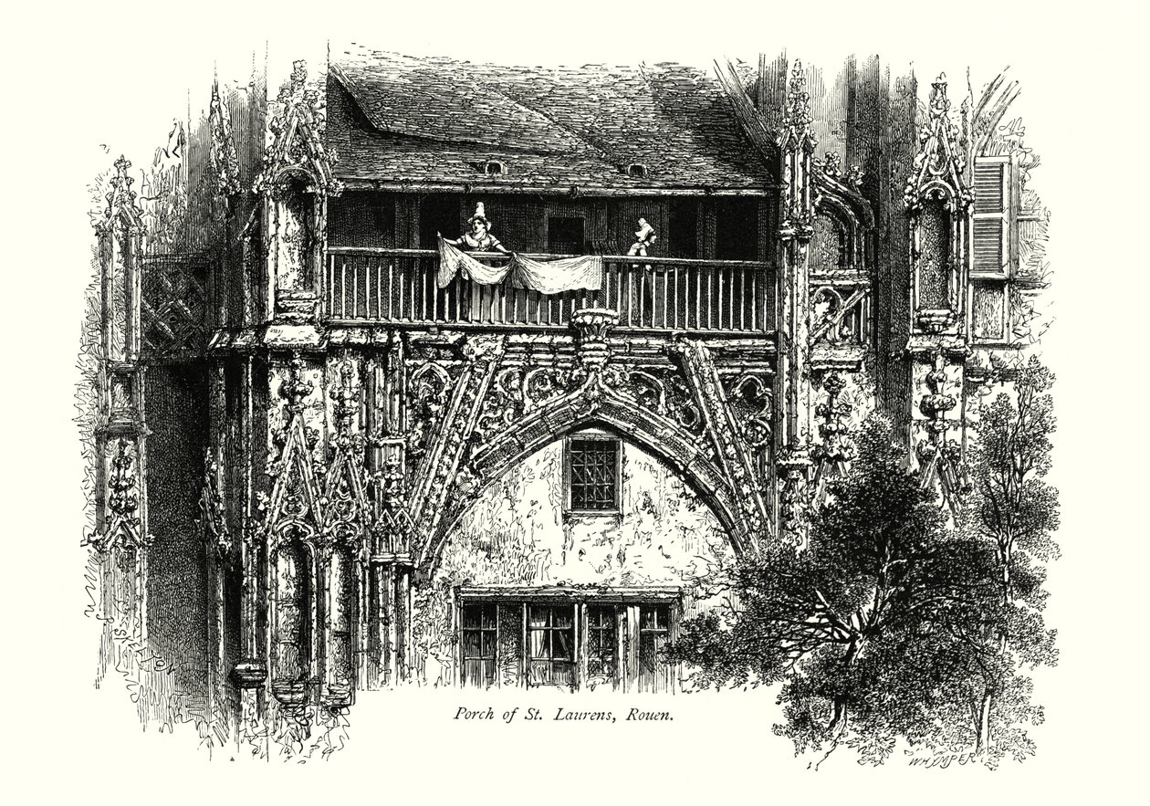 Pórtico de São Lourenço, Rouen (gravura) de European School