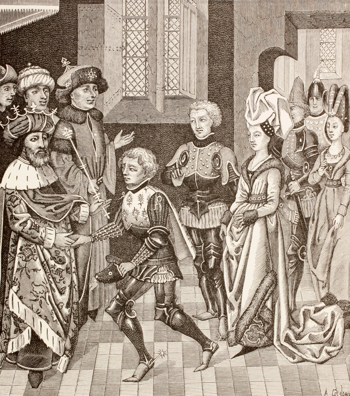 Recepção de Gautier-sans-Avoir pelo rei da Hungria, c.1880 de European School