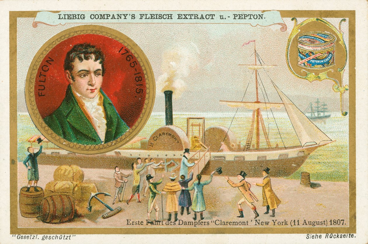 Robert Fulton, cartão Liebig, início do século XX (cromo) de European School