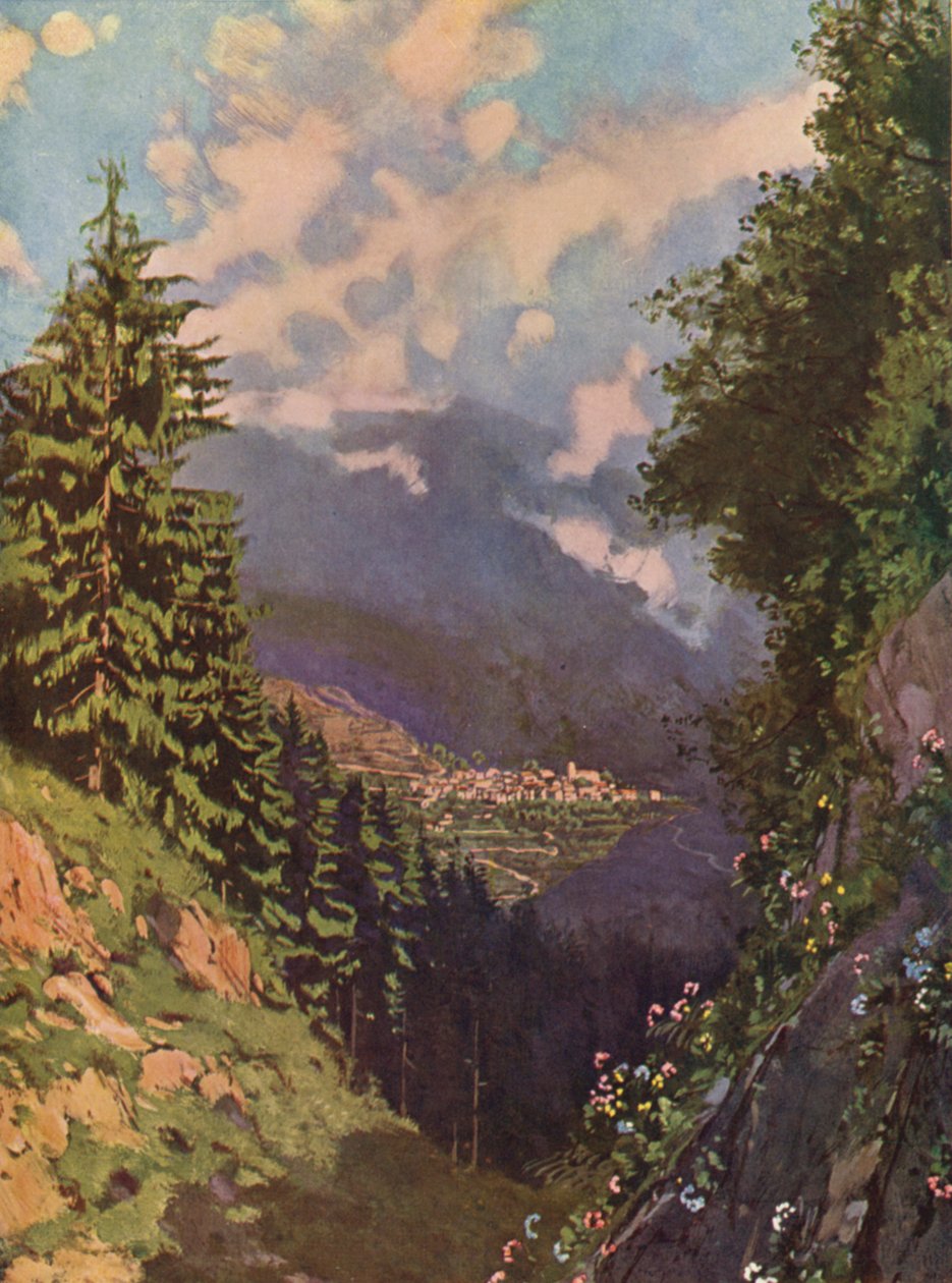 Saint-Martin-Vesubie, Vista geral (litografia a cores) de European School