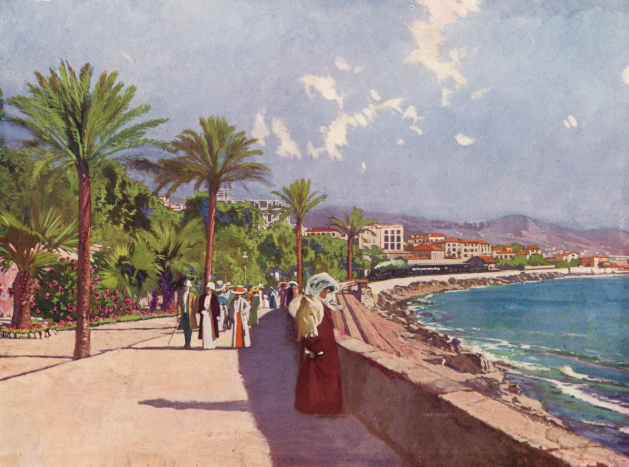 San-Remo, La Promenade (litografia a cores) de European School