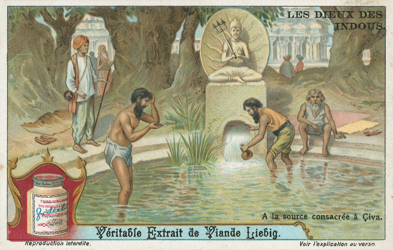 Shiva, deus indiano, cartão Liebig, início do século XX (cromo) de European School