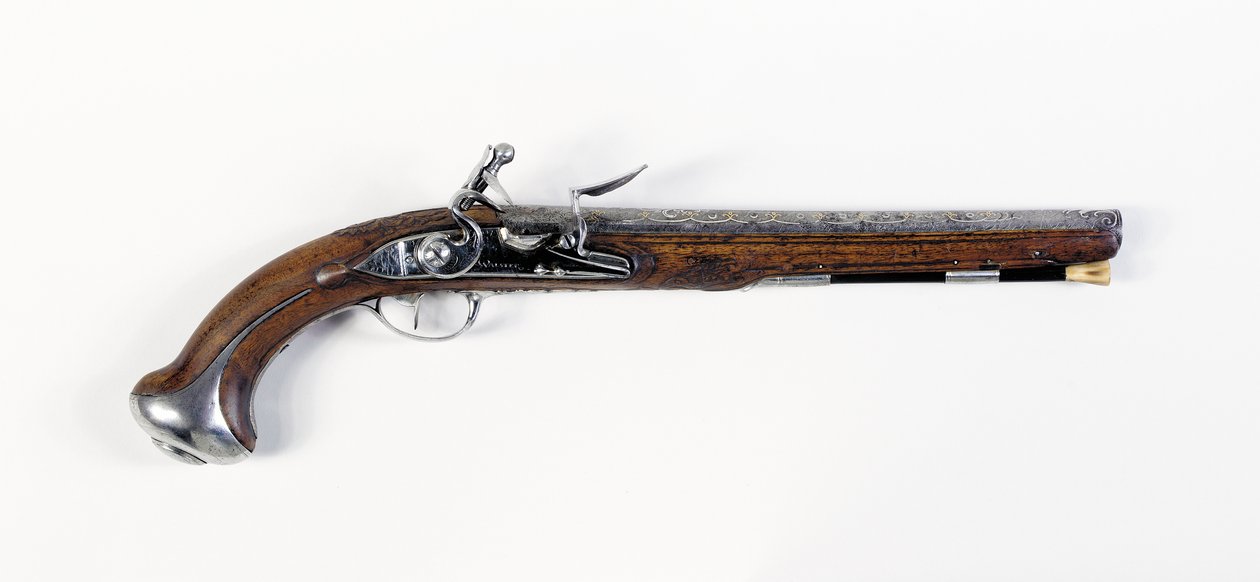 O par Lafayette-Washington de pistolas "sela" montadas em aço, c.1775-76 de European School