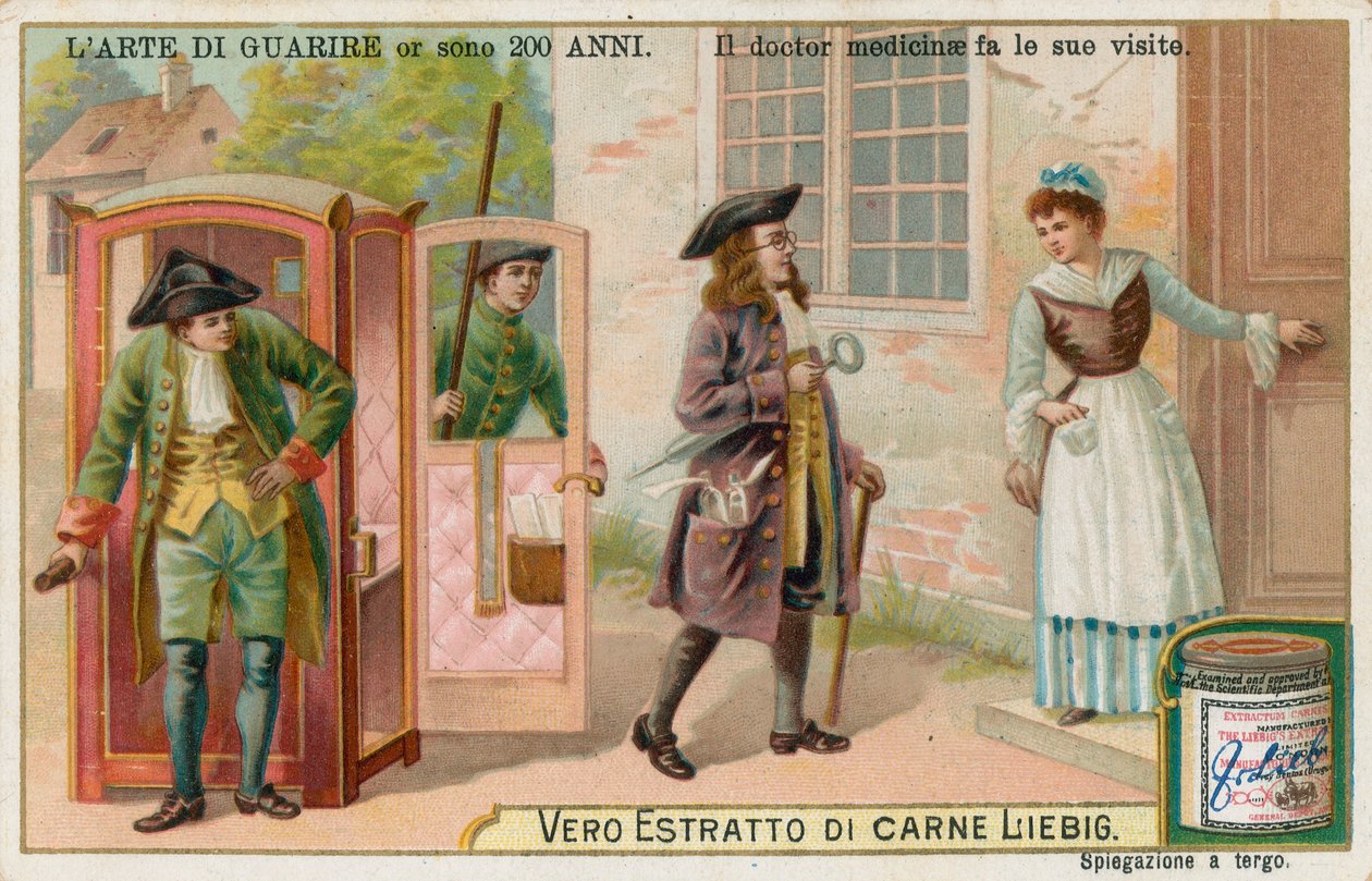 A arte da cura, cartão Liebig, início do século XX (cromo) de European School