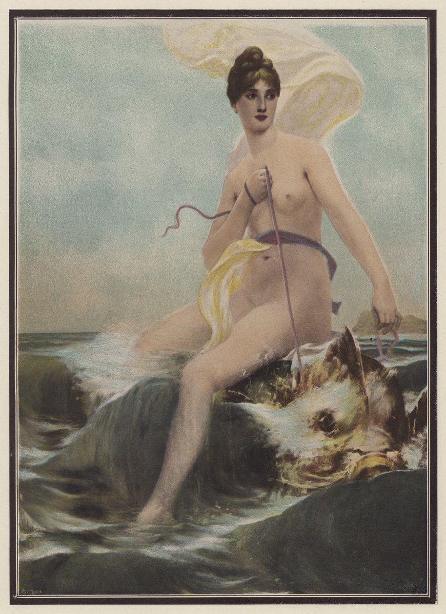 Tétis, ninfa do mar da mitologia grega (litografia a cores) de European School