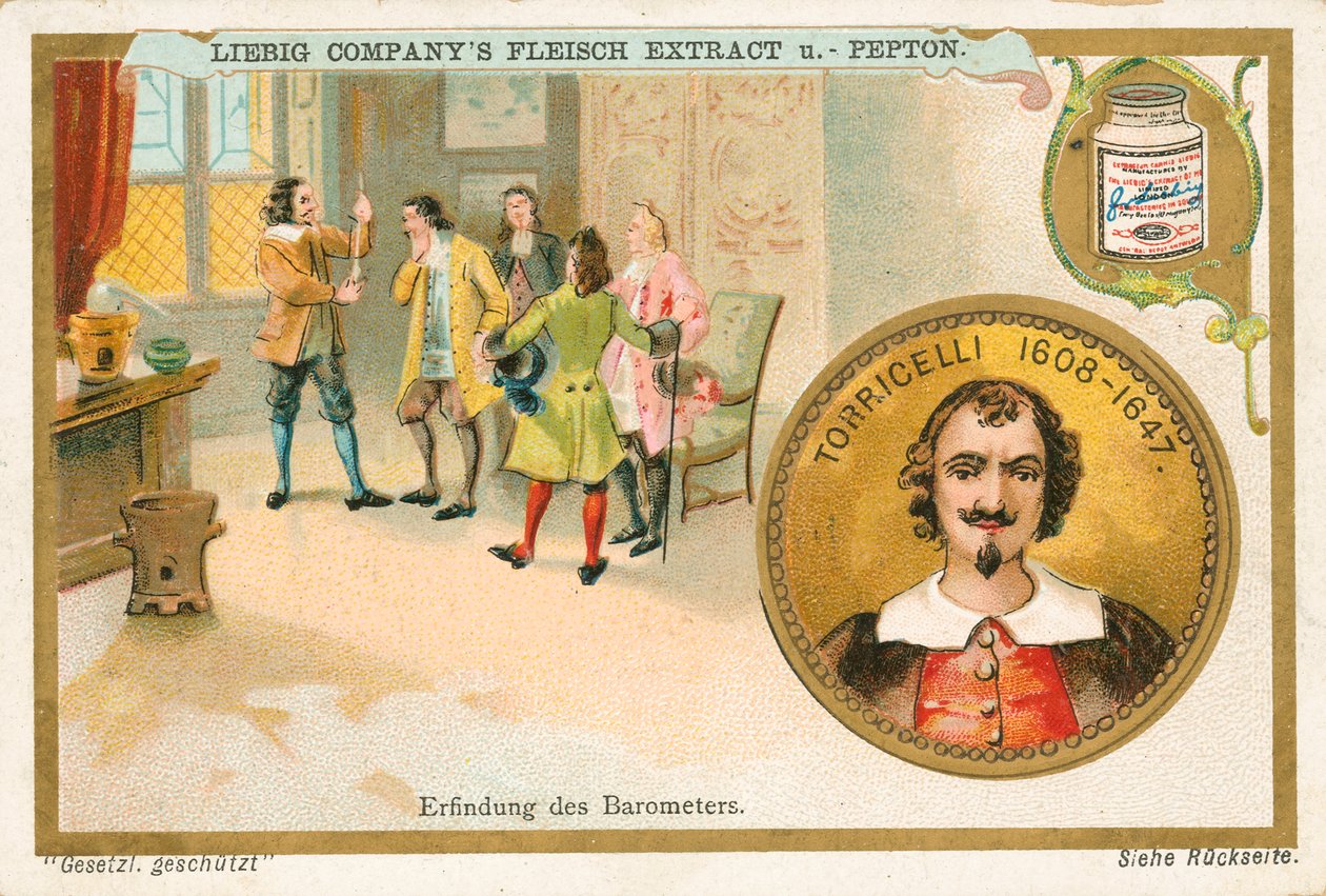 Torricelli, cartão Liebig, início do século XX (cromo) de European School