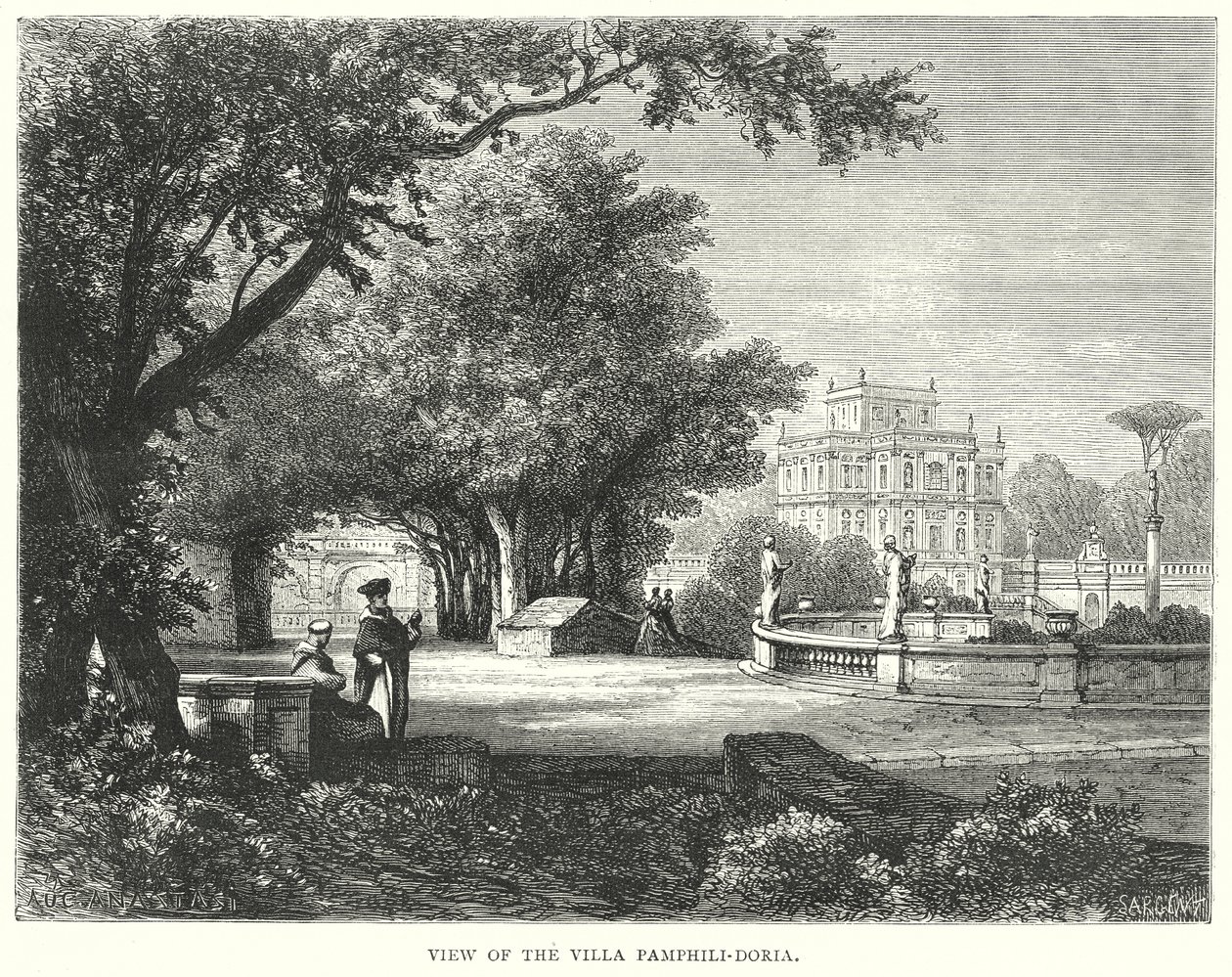 Vista da Villa Pamphili-Doria (gravura) de European School