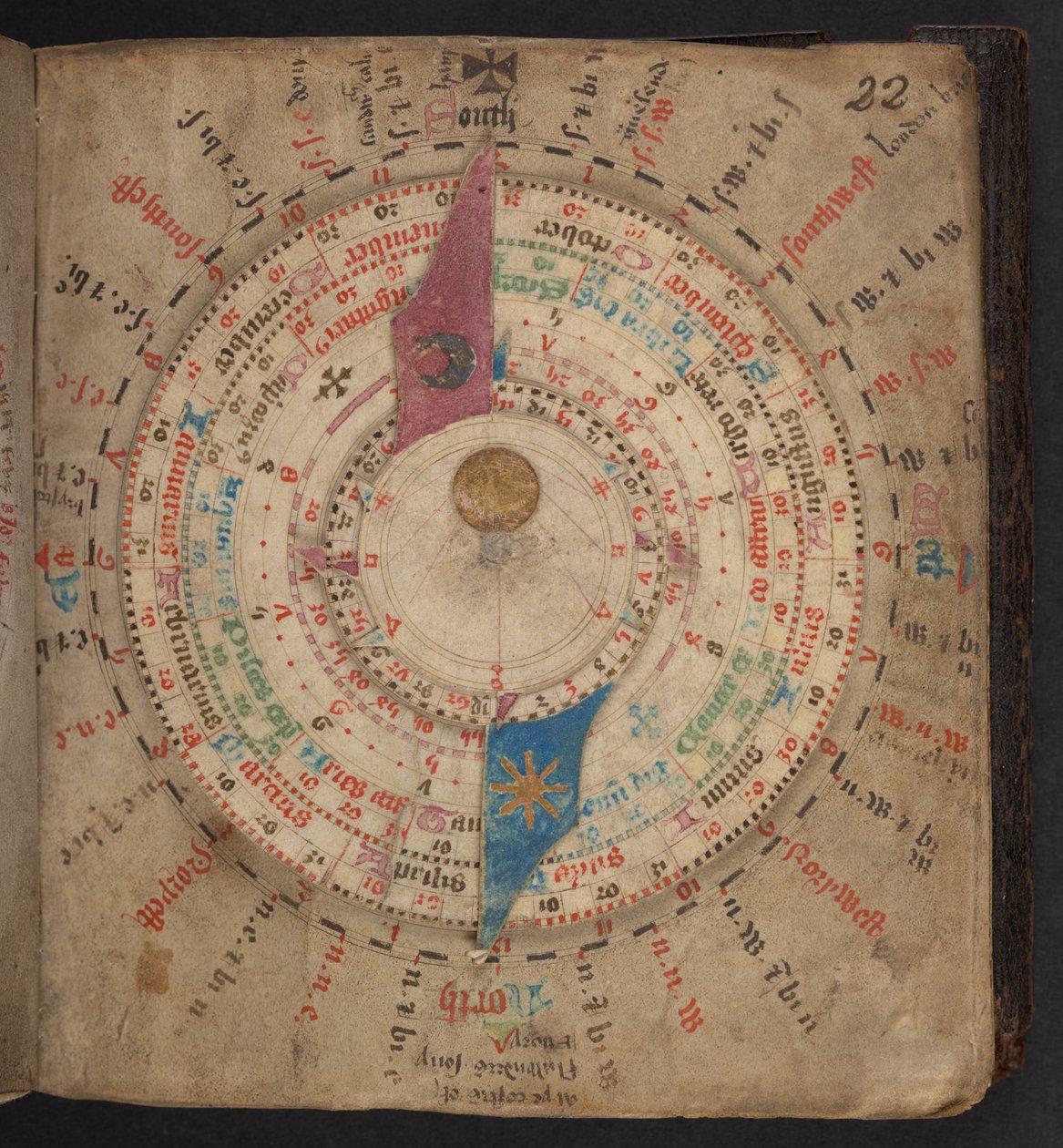 Volvelle de um calendário astronómico com tabelas lunares e outras, Egerton MS 848 de European School