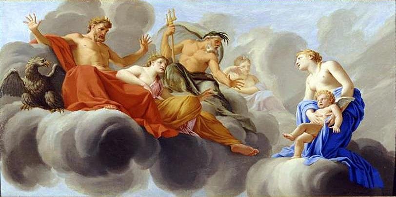 Vida do cupido - Venus apresenta Cupido a Jupitern de Eustache Le Sueur