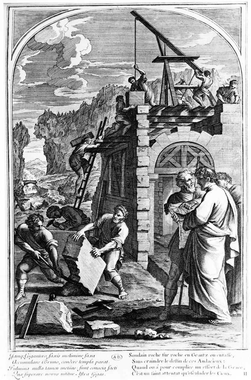 Edifício de Grande Chartreuse, de &39;A Vida de São Bruno&39;, estampa feita por François Chauveau de Eustache Le Sueur