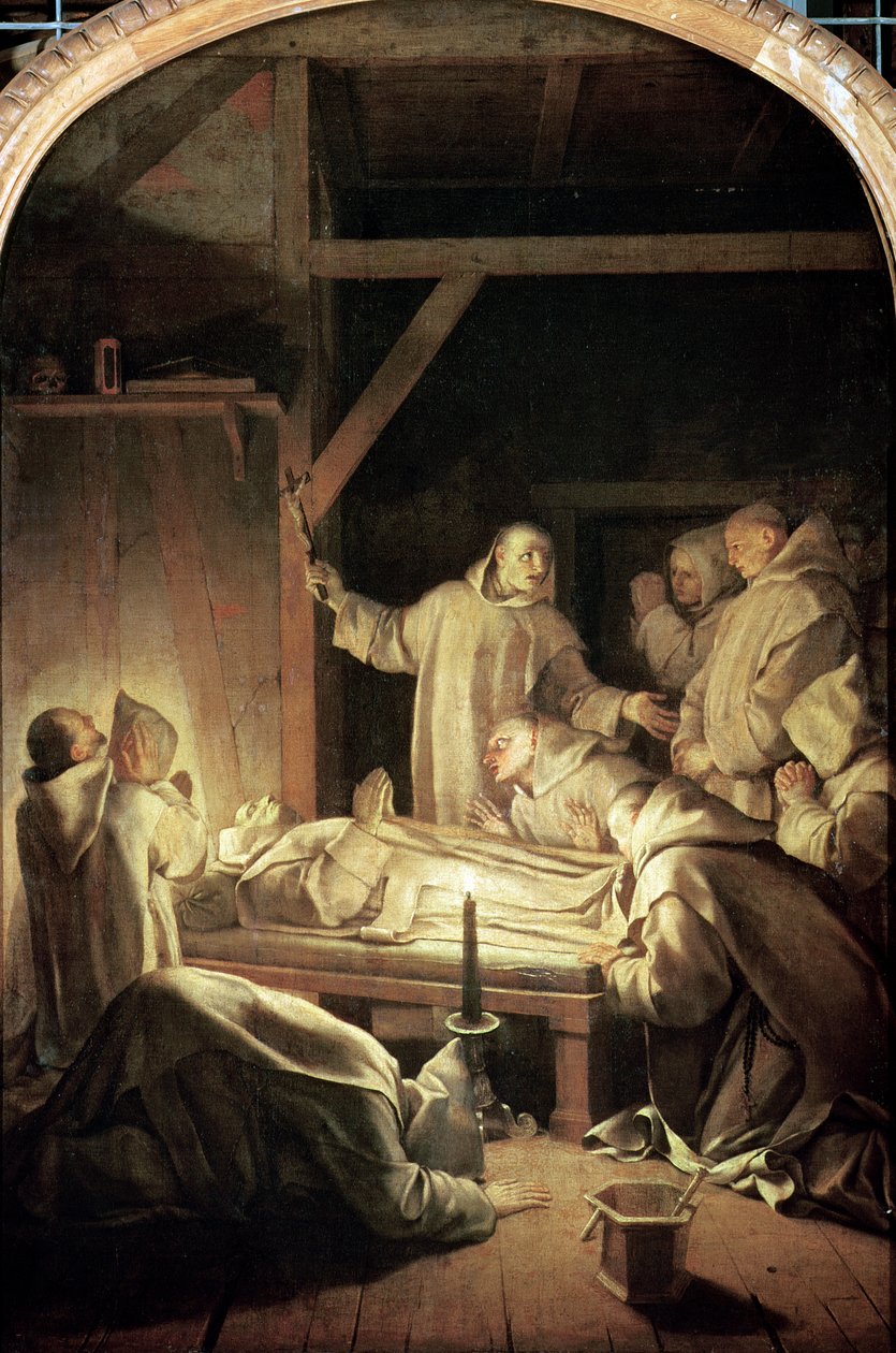 A morte de São Bruno (1030-1101) 6 de outubro de 1101, 1645-48 de Eustache Le Sueur