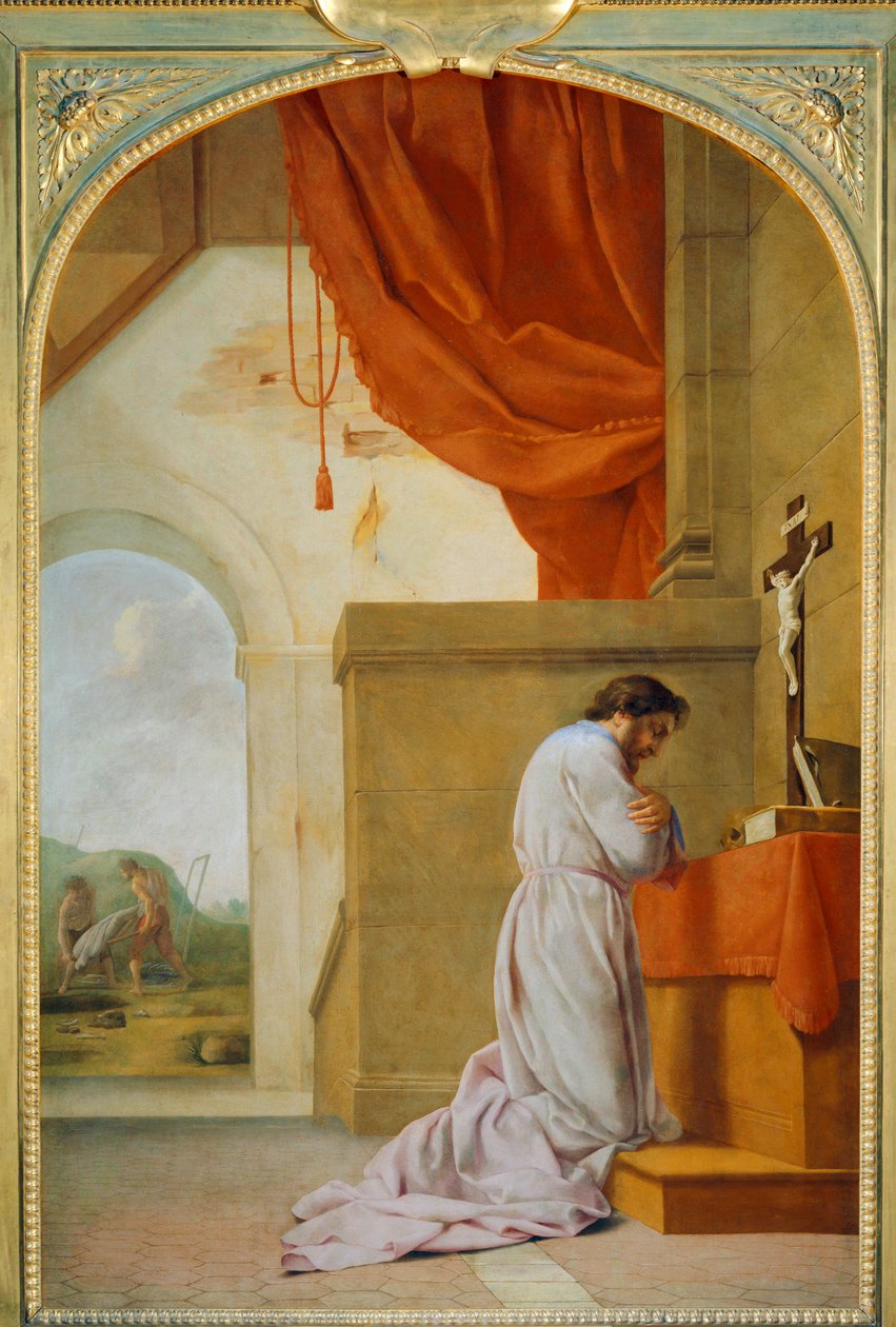 São Bruno em oração - São Bruno em oração ... de Eustache (studio of) Le Sueur