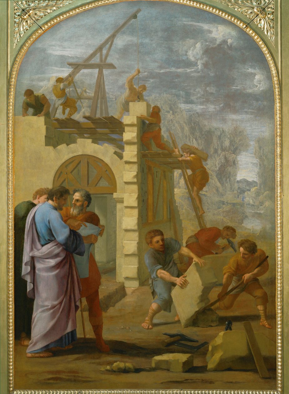 Saint Bruno fait construire le monastere - São Bruno manda construir o mosteiro ... de Eustache (studio of) Le Sueur