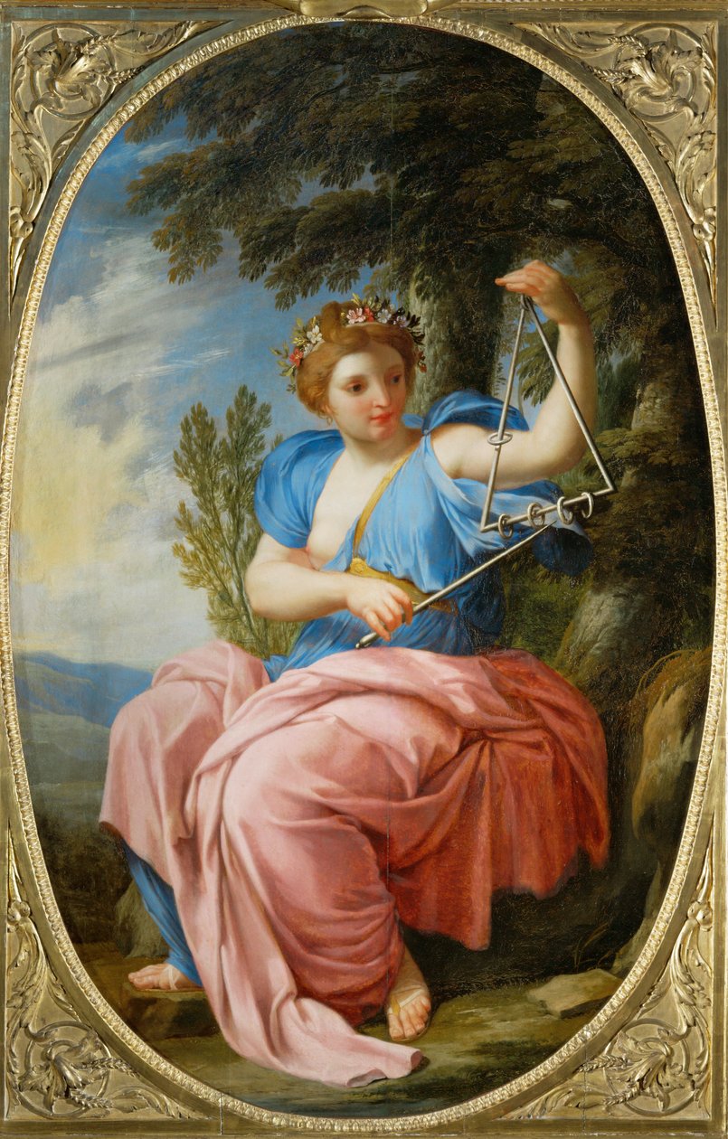 A musa Terpsichore, da Chambre des Muses, Louvre, Paris ... de Eustache (studio of) Le Sueur